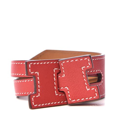 HERMES Swift Jet Lag Double Tour Bracelet T3 Vermillion 